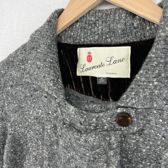 LAUREATE LANE Sweater Womens M Wool Blend Marled Notch Button Front Blazer Gray - Picture 6 of 16
